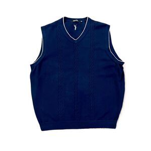 Cypress Links Sportswear Blue Cable Knit V Neck Sleeveless Sweater Vest Mens 2XB